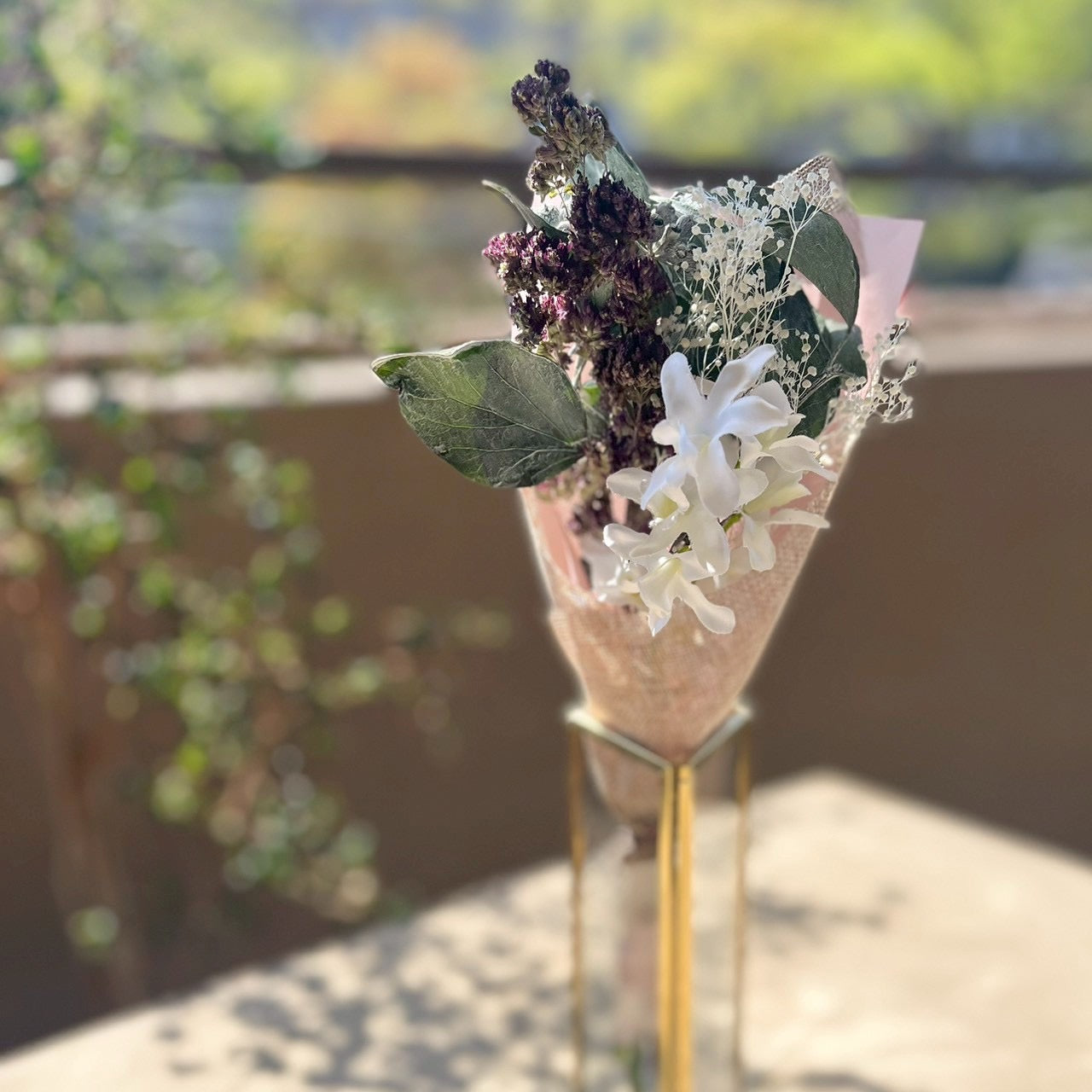 【母の日ギフト】プリザープドフラワー(一部アーティフィシャルフラワー使用)&ガラスの花器set