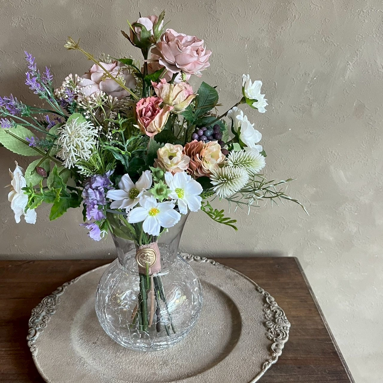 ガラス花器付フラワーアレンジメント